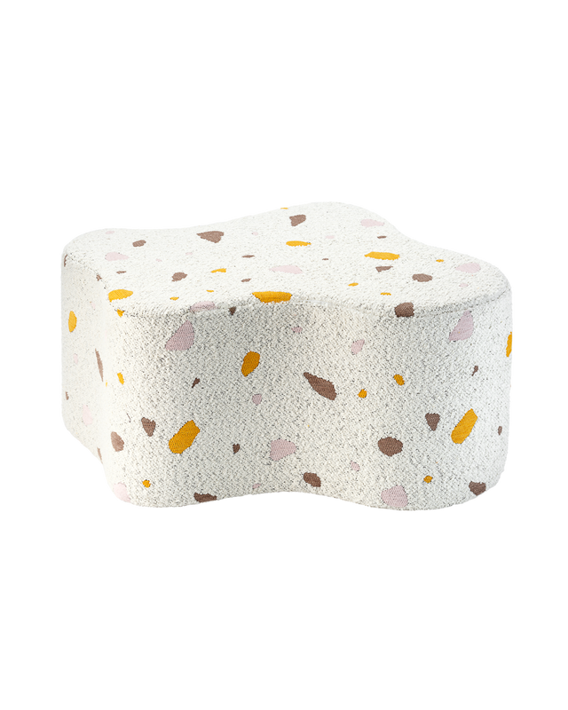 Cloud Pouffe aus Bouclé und Chenille mit Terrazzo-Marmor-Design, vielseitiger Sitzhocker und Fußstütze