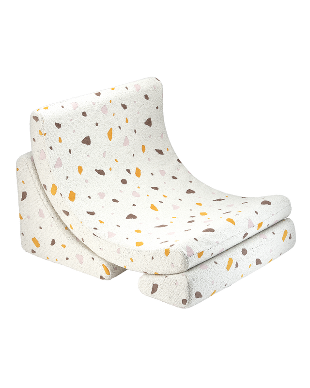 Wigiwama Moon Chair in terrazzo marble design with removable cover and cozy filling