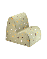 Wigiwama Cloud Chair for kids with soft bouclé and chenille fabric in terrazzo moss color