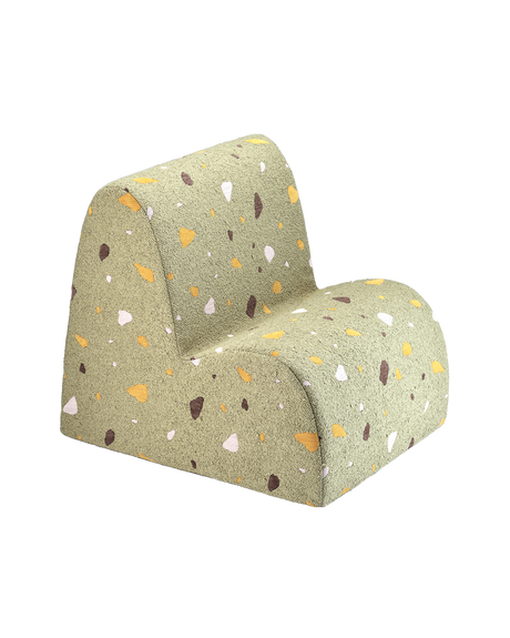 Wigiwama Cloud Chair for kids with soft bouclé and chenille fabric in terrazzo moss color