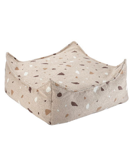 Square Ottoman in Terrazzo Sand color, stylish and durable with OEKO-TEX® certified fabric, removable cover, 60x60x20 cm size.