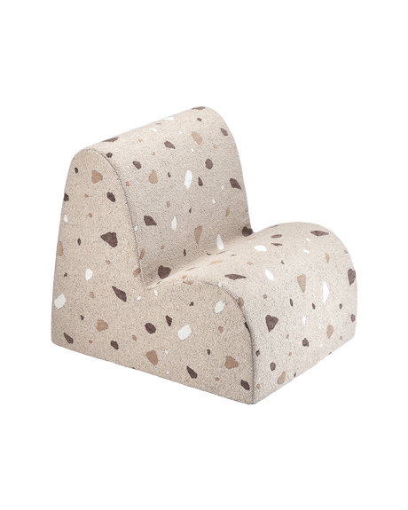 Child's Cloud Chair in Terrazzo Sand with soft bouclé and chenille fabric, cozy foam seat, removable cover