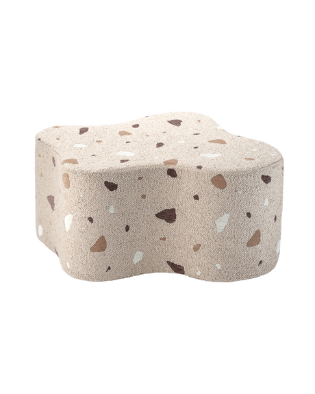 Stylish Cloud Pouffe in Terrazzo Sand made of certified bouclé and chenille blend, perfect as footrest or extra seat