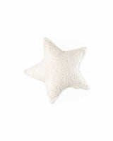 Cream white Star Cushion in star shape with soft teddy fabric, perfect for cozy decor and relaxation