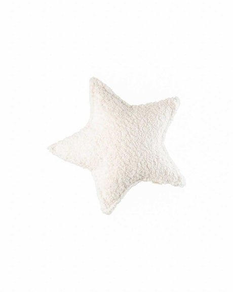 Cream white Star Cushion in star shape with soft teddy fabric, perfect for cozy decor and relaxation