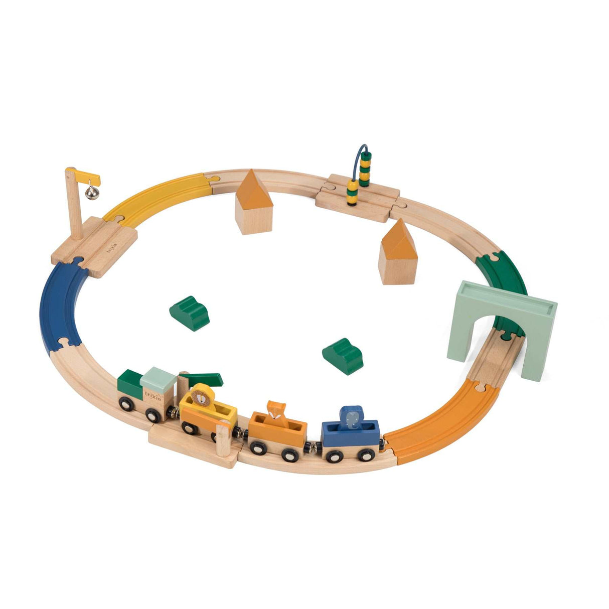 Holzeisenbahn-Set mit magnetischen Tierwaggons und Zubehör für Kinder ab 3 Jahren