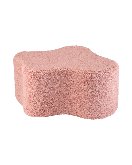 Cloud Pouffe aus weichem Teddy-Stoff in Guava Pink als Sitz- und Fußhocker