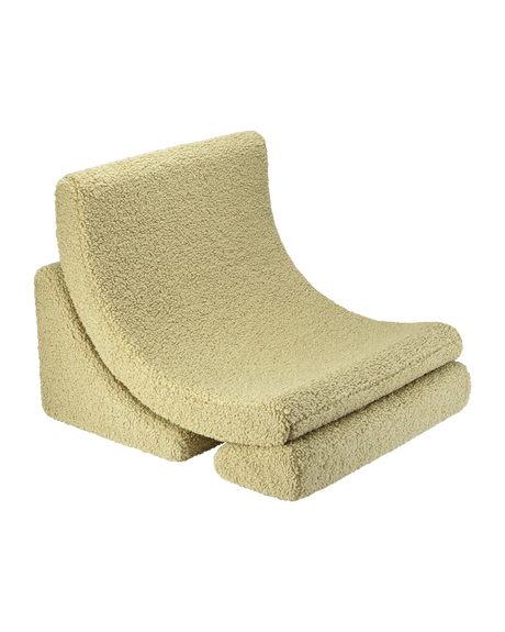Wigiwama Moon Chair Matcha in Teddy fabric with playful three-part design and removable cover