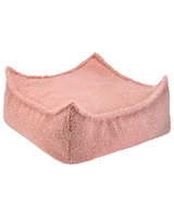 Square Ottoman in guava pink with OEKO-TEX certified teddy fabric and removable cover for versatile seating and footrest use