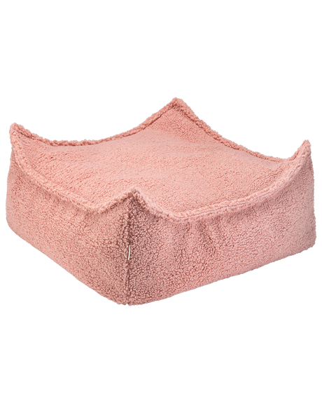 Square Ottoman in guava pink with OEKO-TEX certified teddy fabric and removable cover for versatile seating and footrest use