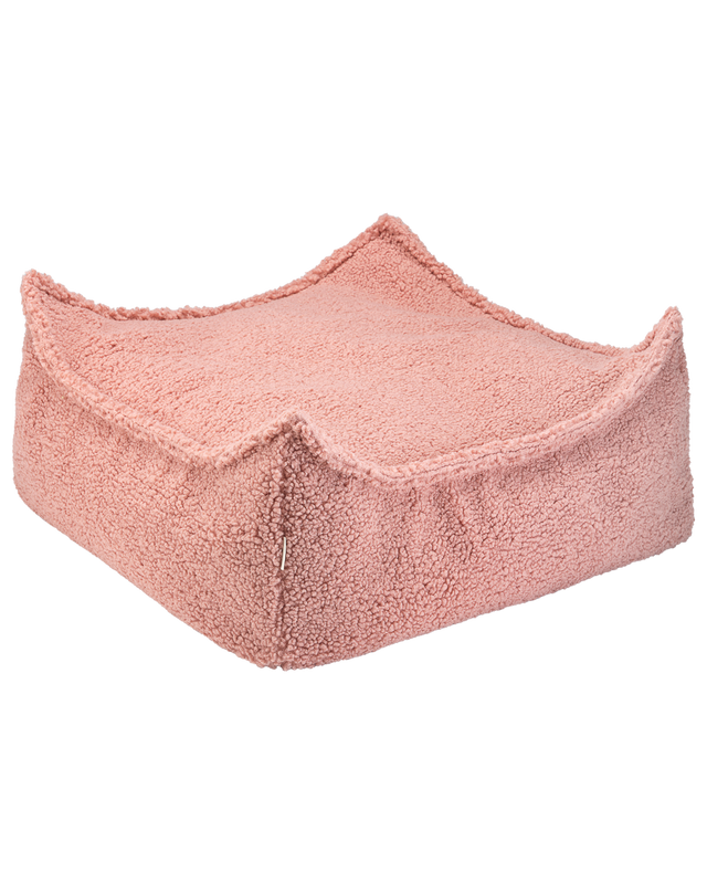 Square Ottoman in guava pink with OEKO-TEX certified teddy fabric and removable cover for versatile seating and footrest use