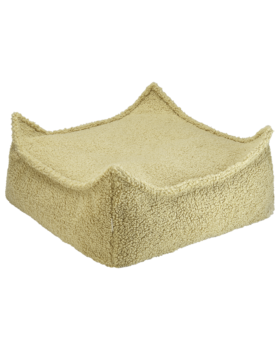 Moderner Square Ottoman in Matcha-Grün aus OEKO-TEX® zertifiziertem Teddy-Stoff, vielseitig als Fußstütze oder Sitzgelegenheit.