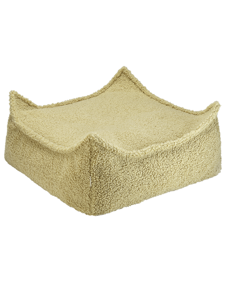 Moderner Square Ottoman in Matcha-Grün aus OEKO-TEX® zertifiziertem Teddy-Stoff, vielseitig als Fußstütze oder Sitzgelegenheit.