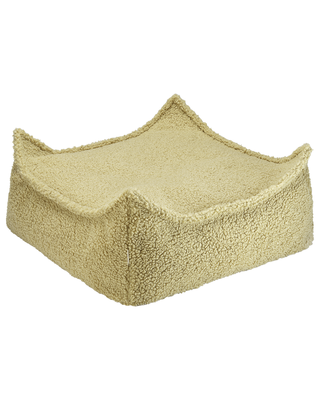 Moderner Square Ottoman in Matcha-Grün aus OEKO-TEX® zertifiziertem Teddy-Stoff, vielseitig als Fußstütze oder Sitzgelegenheit.