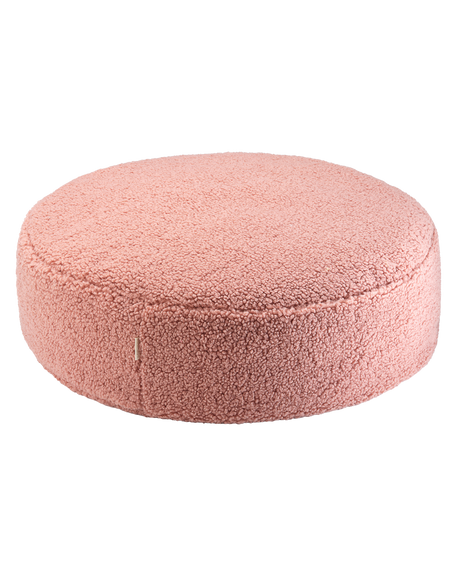 Ottoman Guava Pink runder Teddy-Stoff Sitzhocker Kinderzimmer