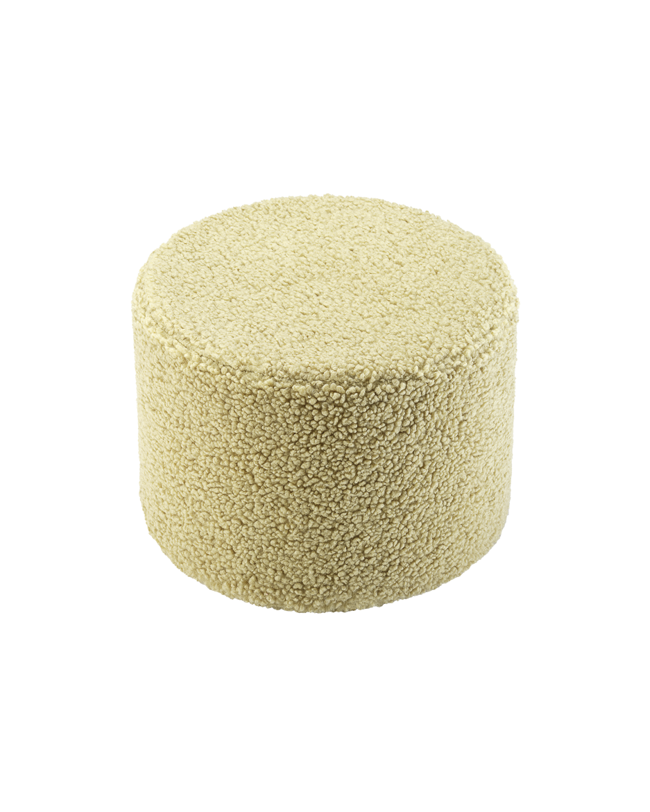 Wigiwama Pouffe in soft OEKO-TEX teddy fabric, multifunctional footstool and seat in matcha color