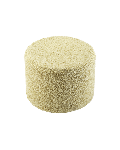 Wigiwama Pouffe in soft OEKO-TEX teddy fabric, multifunctional footstool and seat in matcha color