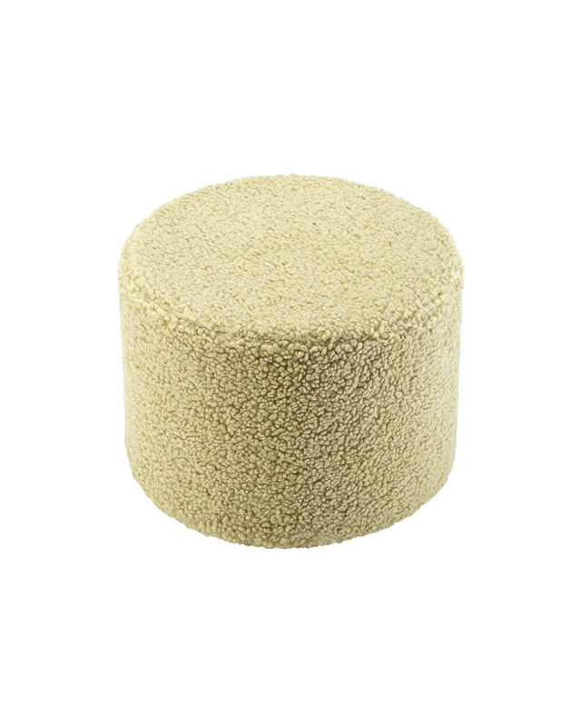Wigiwama Pouffe in soft OEKO-TEX teddy fabric, multifunctional footstool and seat in matcha color