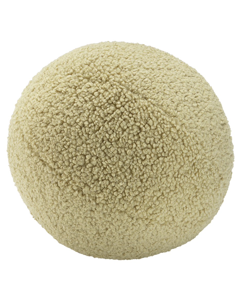 Ballkissen Wigiwama aus weichem Teddy-Stoff in Matcha, 35 cm Durchmesser, komfortabel und stilvoll