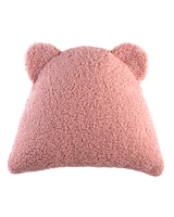 Guava pink bear cushion with teddy fabric and bear ears for kids room