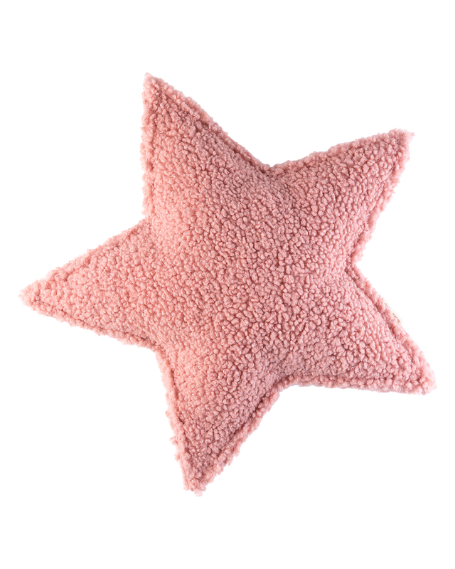 Pink guava star-shaped cushion made of soft teddy fabric with micro-cluster filling, eco-friendly and washable Star Cushion