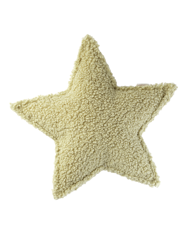 Star Kissen in Sternform aus weichem Teddy-Stoff in Matcha-Grün, 37x40 cm, OEKO-TEX® zertifiziert und handwaschbar