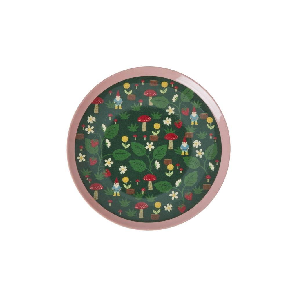 Bunter runder Melaminteller mit Forest Gnome Weihnachtsmotiv von RICE