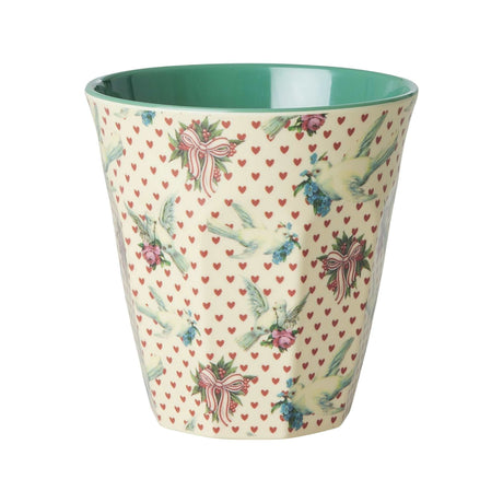 Cremefarbener Melaminbecher 250 ml mit Dove Print, robust und vielseitig für Kinder und Erwachsene