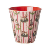 Roter Melaminbecher Sweet Forest 250 ml mit Winterdesign, robust und vielseitig einsetzbar