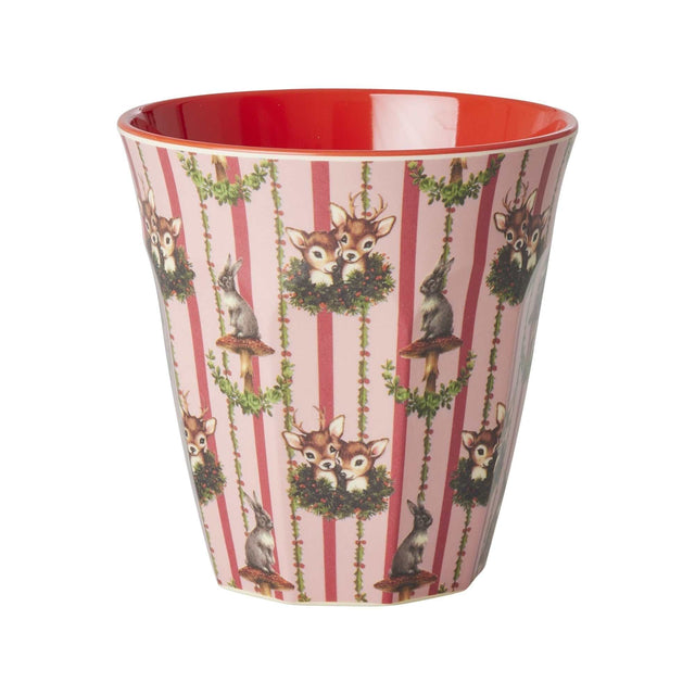 Roter Melaminbecher Sweet Forest 250 ml mit Winterdesign, robust und vielseitig einsetzbar