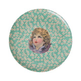 Kinderteller Angel mit grünem Engel-Print auf kariertem Hintergrund, Melamin, spülmaschinengeeignet, 20 cm Durchmesser