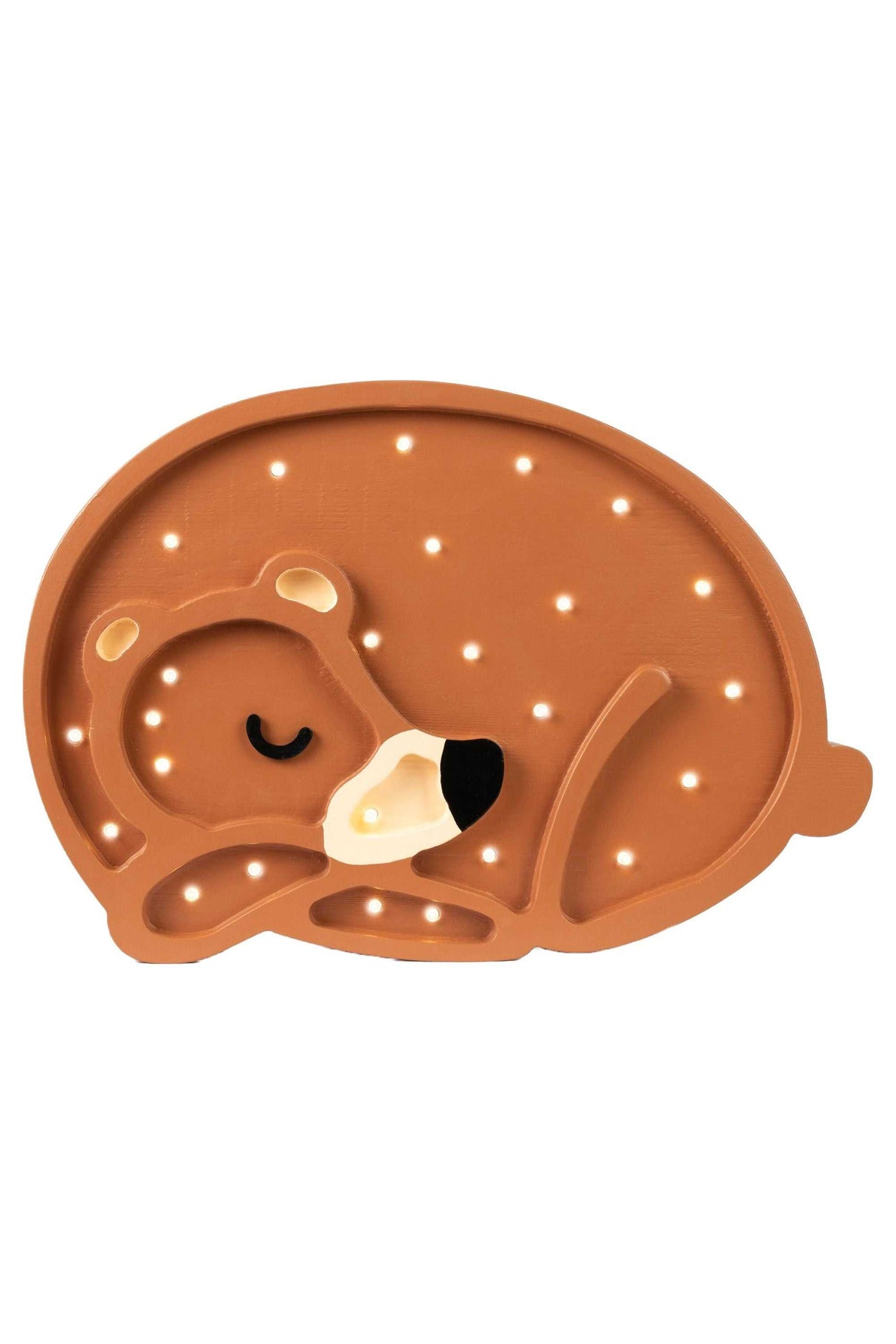Braune Lampe-Bär aus Kiefernholz mit dimmbarem warmweißem Licht und Timer für Kinderzimmer