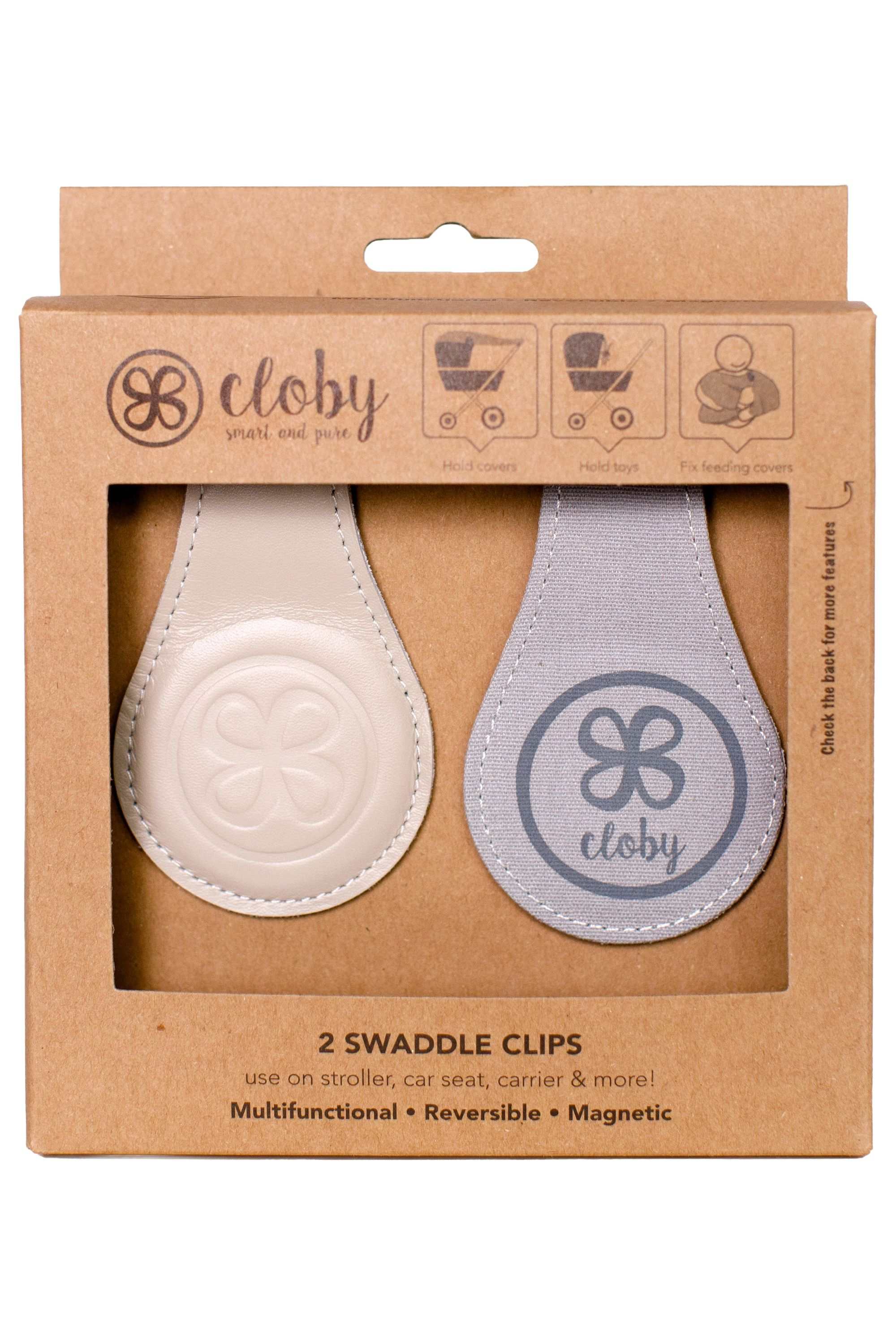 Swaddleclips aus Leder Beige/Grey