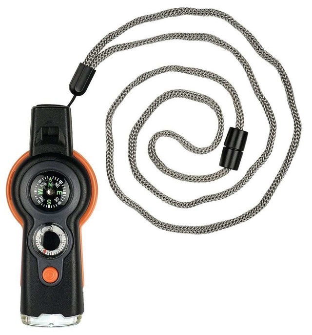 Expedition Natur Survival-Tool 6 in 1 mit LED-Taschenlampe, Kompass, Signalpfeife und Thermometer für Outdoor-Abenteuer