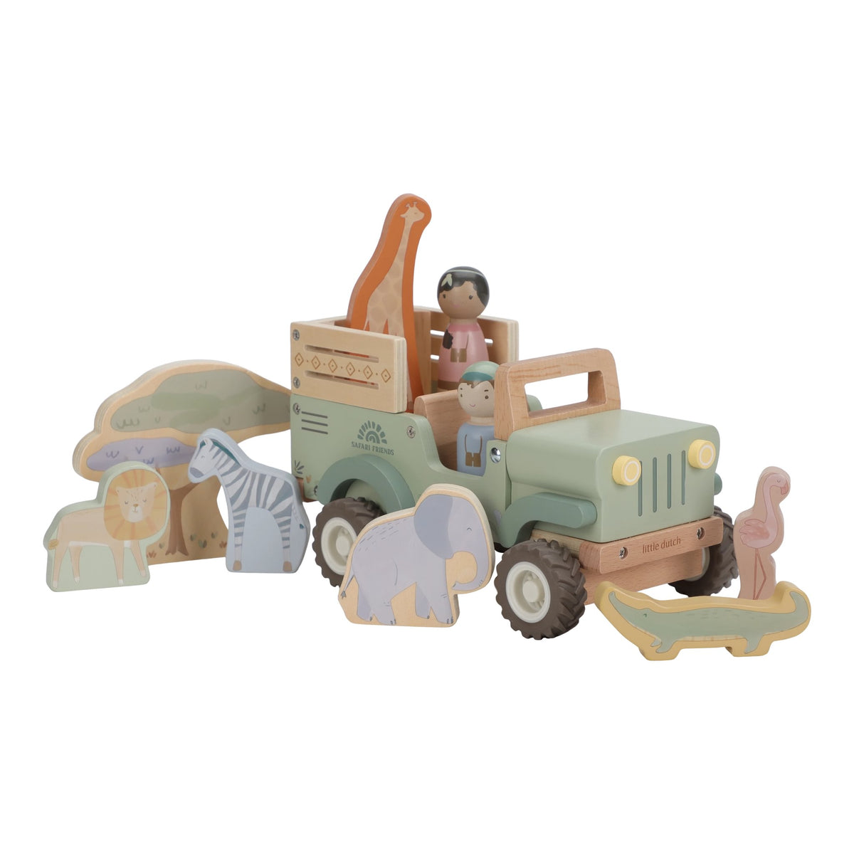 Holz-Safariauto mit Tieren