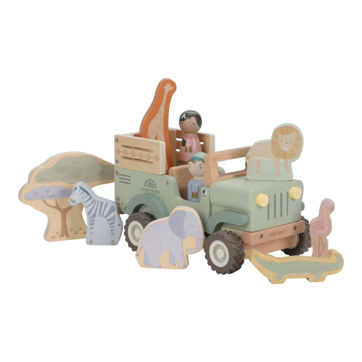 Holz-Safariauto mit Tieren